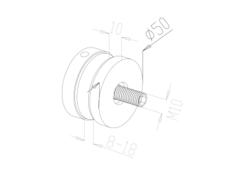 Glass Connectors - Model 4030 - Flat CAD Drawing